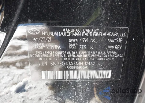 2021 Hyundai Sonata Se from USA, damaged, VIN 5NPEG4JA3MH112462